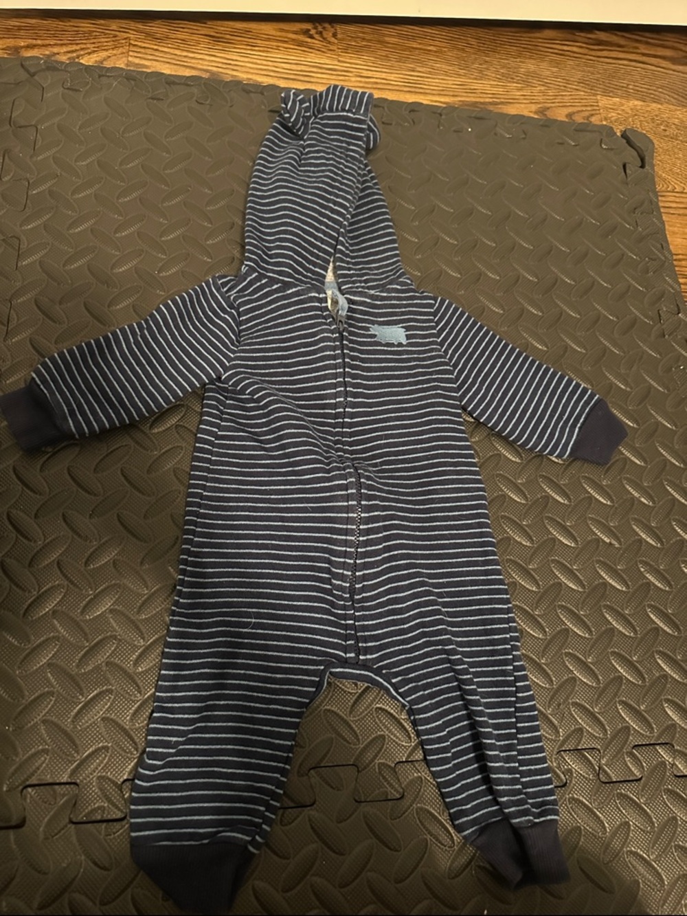 Carter's Navy and Light Blue Striped Hooded Footie